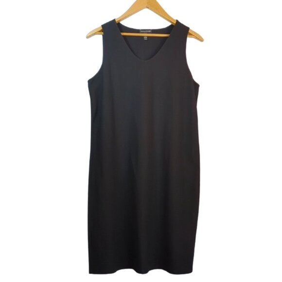 Eileen Fisher Black Sleeveless Midi Tank Dress | Size Medium - Picture 1 of 7